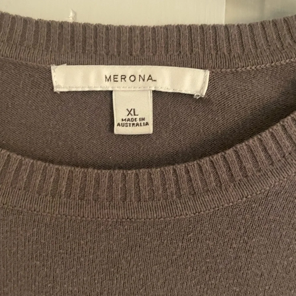 Merona Brown Crew Neck Sweater Fine-Gauge Cotton Sweater Comfy Stretchy Light - Picture 4 of 9